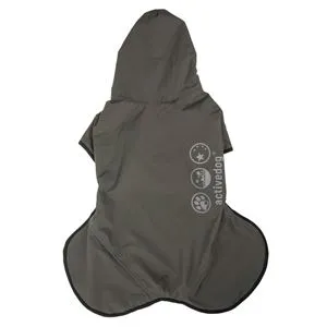 Geacă impermeabilă pentru câini, cu glugă și căptușeală fleece, gri