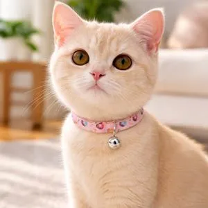 Zgardă pentru animale de companie, roz, cu model donut și clopoțel, reglabilă