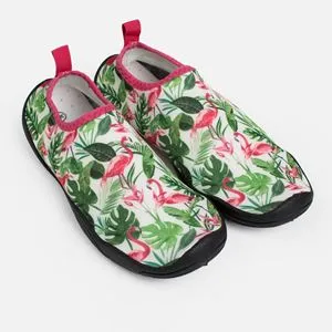 Papuci de apă și plajă cu model frunze tropicale, pentru femei