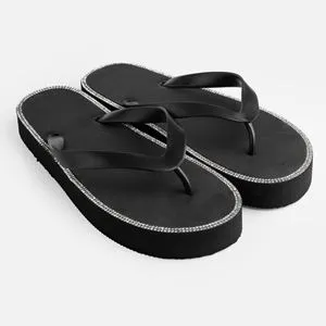 Flip-flops de vară negre cu strase pentru femei