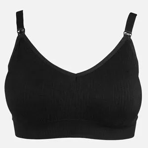 Sutien Maternitate & Alaptare Ribbed Negru cu Susținere Suplimentară
