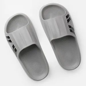 Slapi tip slides pentru barbati, Gri cu dungi negre