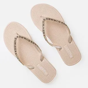 Slapi Flip-Flop Ecru cu Stras pentru Femei