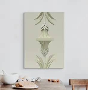 Tablou Canvas Sculptural cu Motive Florale în Nuanțe de Bej, 50 x 70 cm