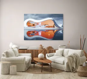 Tablou Canvas Modern Vis Plutitor în Nori de Argintiu, 150 x 100 cm