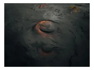 Tablou Canvas Temă Vulcani Negru și Portocaliu Artă Abstractă, 100 x 70 cm