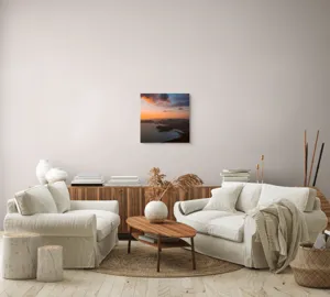 Tablou Canvas Sărutul apusului pe țărmul muntelui, 50 x 50 cm