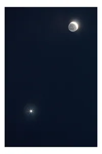Tablou Canvas, "Luna și Steaua Strălucitoare în Noapte", 50 x 90 cm