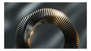 Tablou Canvas Arc Luminos Metalic Sculptural Negru și Auriu, 150 x 100 cm