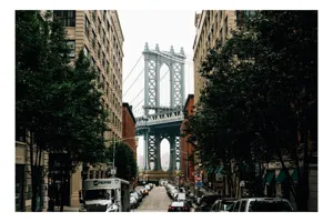 Tablou Canvas cu Podul Manhattan, , Multicolor, 54 x 39 cm