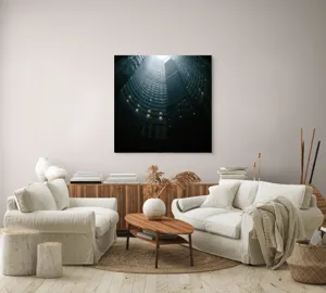 Tablou Canvas Cercul Luminilor Într-o Noapte Ploioasă Negru, 100 x 100 cm