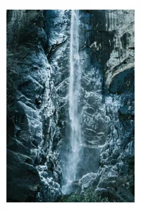 Tablou Canvas, Cascada în Stâncă Misterioasă, , Albastru, 50 x 90 cm