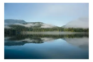Tablou Canvas, "Răsărit liniștit peste lacul cețos", Calm, Serene, Misty, Reflective, Tranquil, Scenic, Peaceful, Natural, 100 x 70 cm