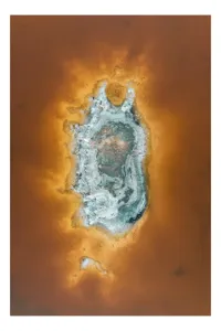 Tablou Canvas, "Ochi de foc în peisaj selenar", Dune, Textură, Contrast, Arid, Mineral, Abstracție, Peisaj, Natural, Pitoresc, Întindere, 50 x 50 cm