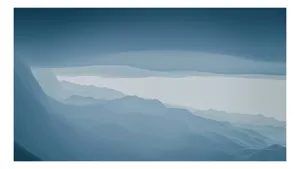 Tablou Canvas, "Pădure de ceață albastră liniștită", Albastru, Linii, Valuri, Așternut, Eteric, Abstracție, Calm, Infinit, Subtilitate, Răceală, 54 x 39 cm