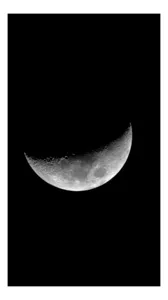Tablou Canvas, "Luna misterioasă în noapte clară", Lună, Ceaţă, Noapte, Spaţiu, Mister, Lumină, Cratere, Semilună, Tăcere, Umbre, 39 x 54 cm