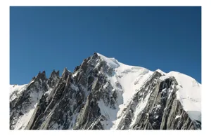 Tablou Canvas, "Vârfuri înghețate sub cer senin", Majestic, Imposing, Serene, Crisp, Alpine, Towering, 39 x 26 cm