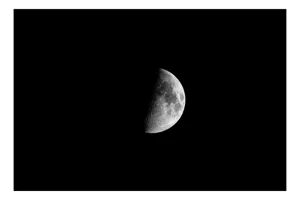 Tablou Canvas, Luna la Primul Pătrar, , Alb-negru, 54 x 39 cm