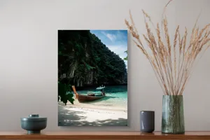 Tablou Canvas, Peisaj Marin cu Barcă, , Multicolor, 39 x 54 cm