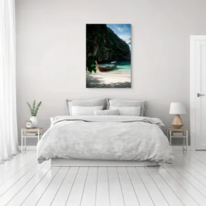Tablou Canvas, Peisaj Marin cu Barcă, , Multicolor, 70 x 100 cm