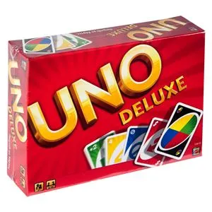 Joc de societate UNO Deluxe cu suport pentru cărți, 2-10 jucători, 7+ ani