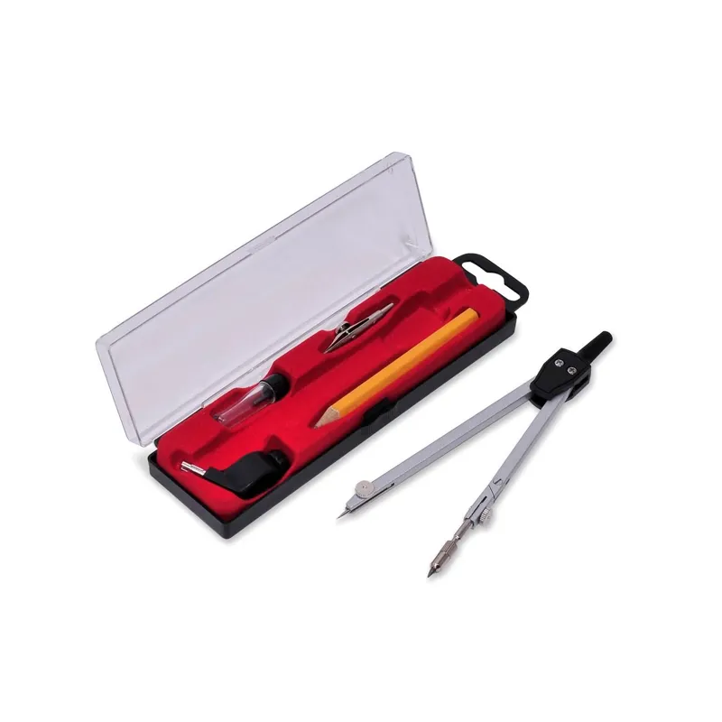 Set Compas Metalic, 5 Piese, cu Accesorii și Husă