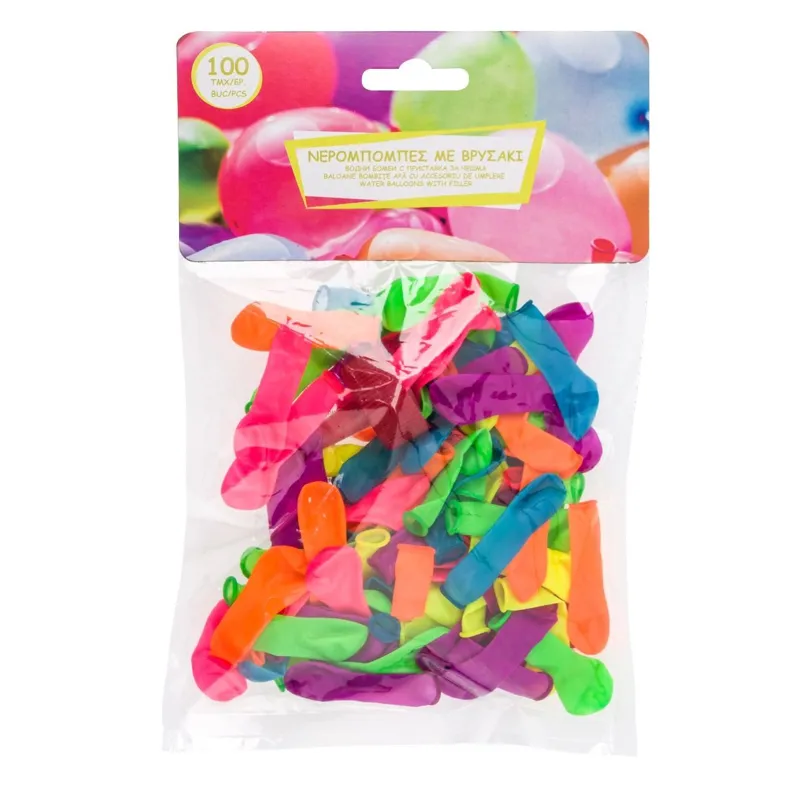 Baloane de apă cu adaptor, 100 buc, multicolore