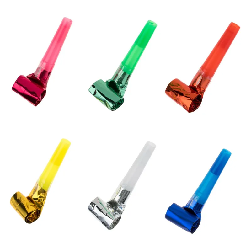 Set de 6 Suflatori de Petrecere Metalizate Multicolor 6cm