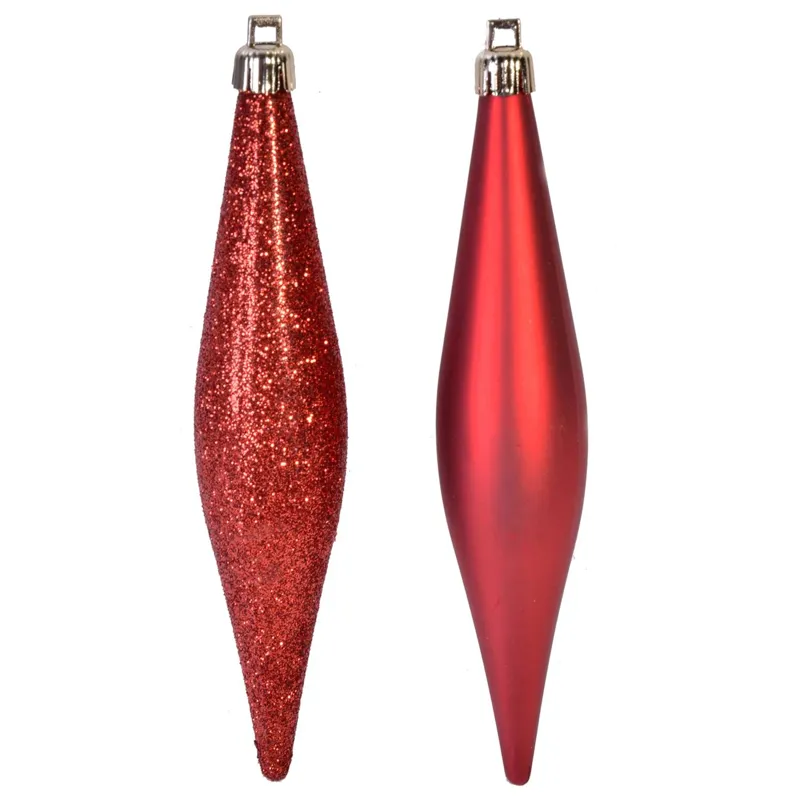 Set Ornamente de Craciun Turturi Rosii Mat Glitter