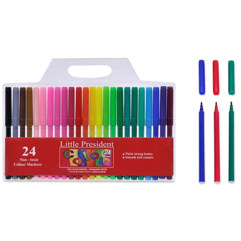 Set 24 Carioci cu Vârf Subțire pentru Copii