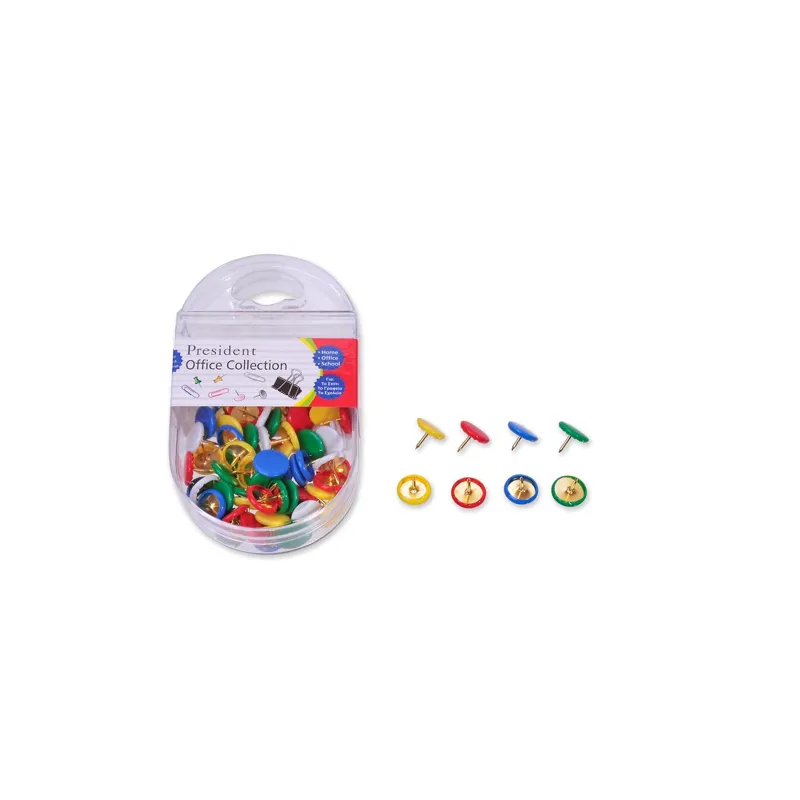 Pioneze colorate, 80 bucăți, cap din plastic și vârf metalic – poza 2