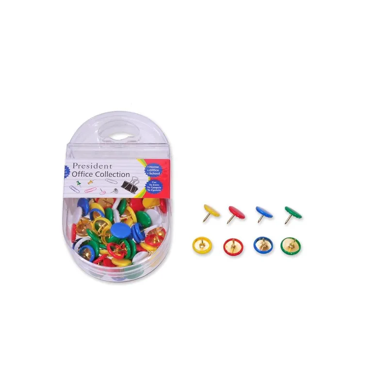 Pioneze colorate, 80 bucăți, cap din plastic și vârf metalic – poza 3