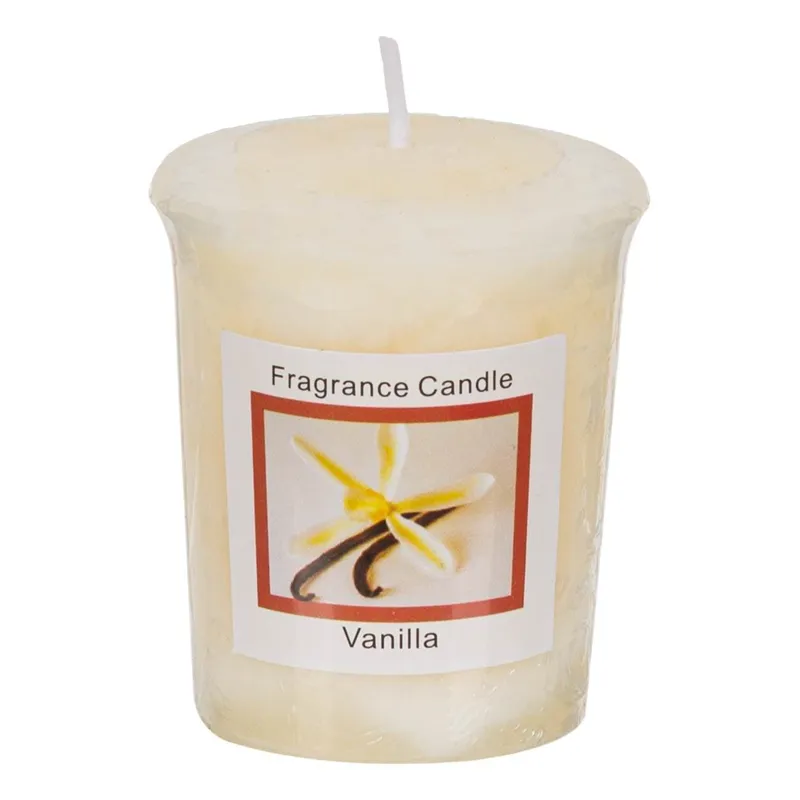 Lumanare parfumata votive ecru cu aroma de vanilie, Ø4.5x5cm