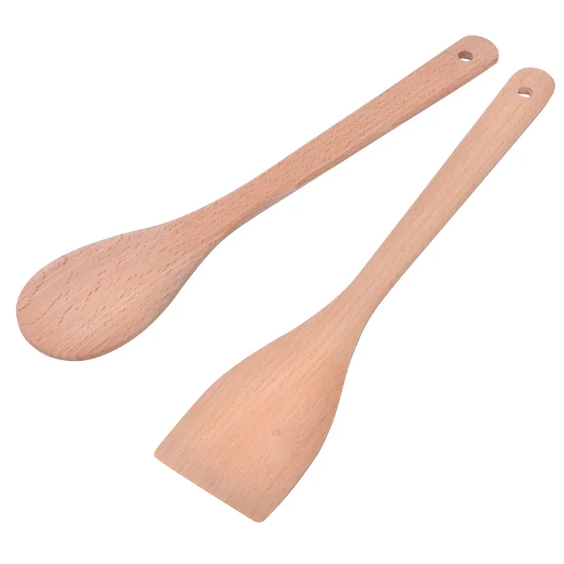 Set ustensile de bucagerie din lemn lingura si spatula 30 cm