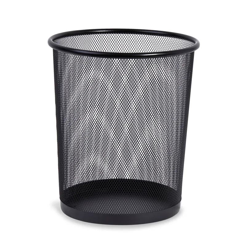 Coș de gunoi metalic pentru birou, 8.5L, Negru, Ø23.5x26cm