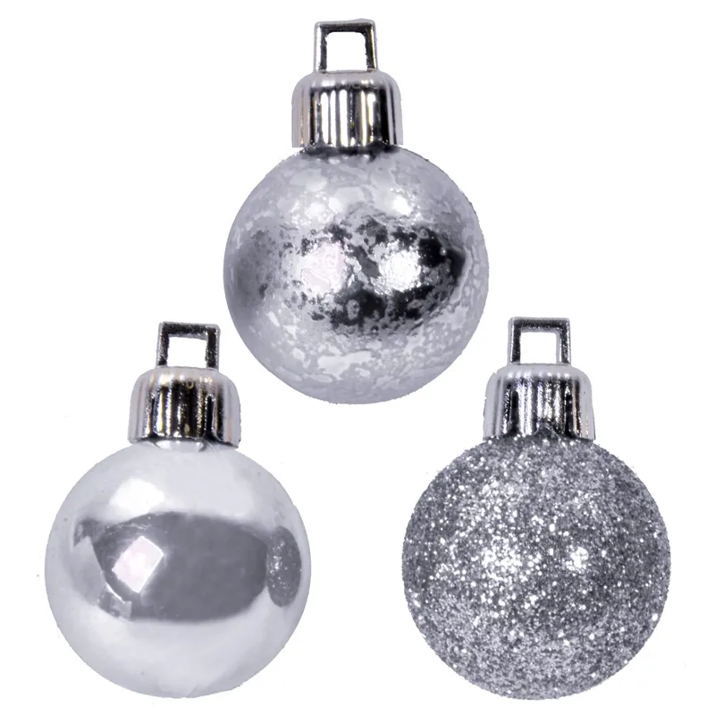 Set Globuri de Crăciun Argintii Mat și Glitter pentru Decorațiune