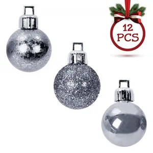 Set Globuri de Crăciun Argintii Mat și Sclipitoare Ø8cm - 12 buc