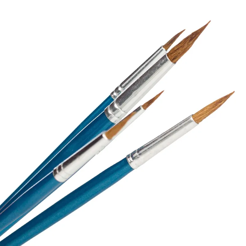 Set 5 pensule pictură cu vârf rotund, păr natural, mâner lemn