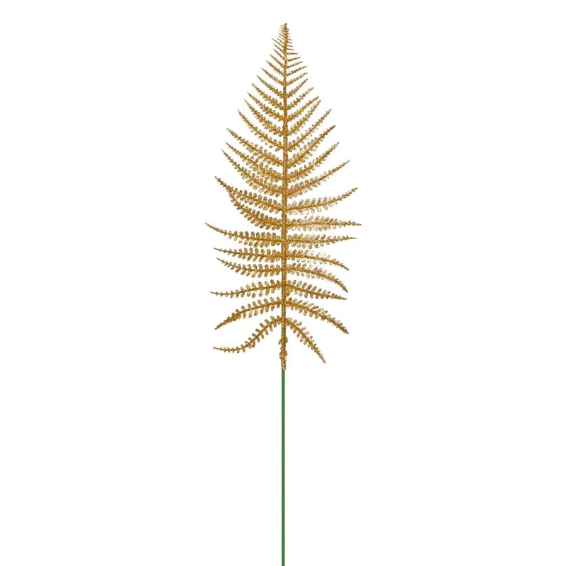 Creangă decorativă de Crăciun ferigă aurie cu glitter, 71 cm – poza 3