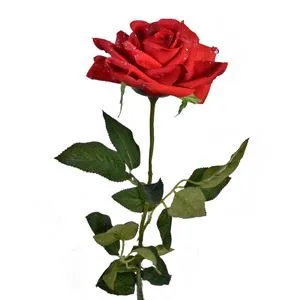 Trandafir artificial roșu cu picături de rouă 75cm