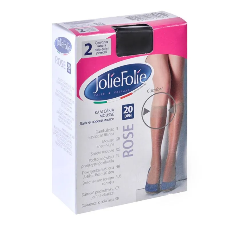 Șosete dama 3/4, Negre, 20 Den, One Size - 2 Perechi