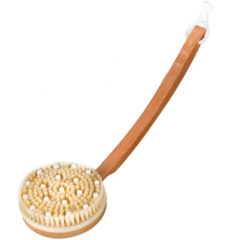 Perie de masaj cu mâner din lemn, 37 cm