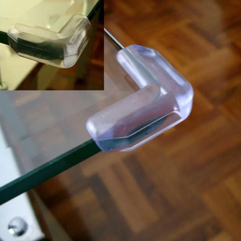 Apărători de colț din plastic pentru suprafețe din sticlă, 35x10mm, 4 bucăți