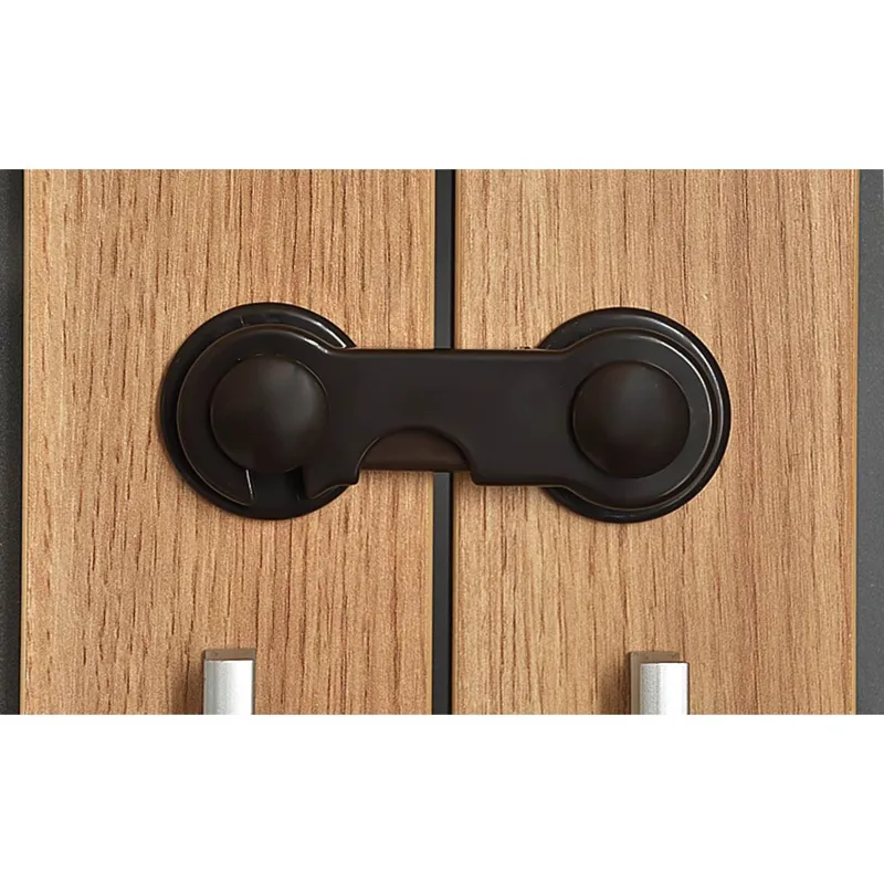Siguranță pentru uși de dulap, Set 2 buc, Negru, 97.5x37.5mm