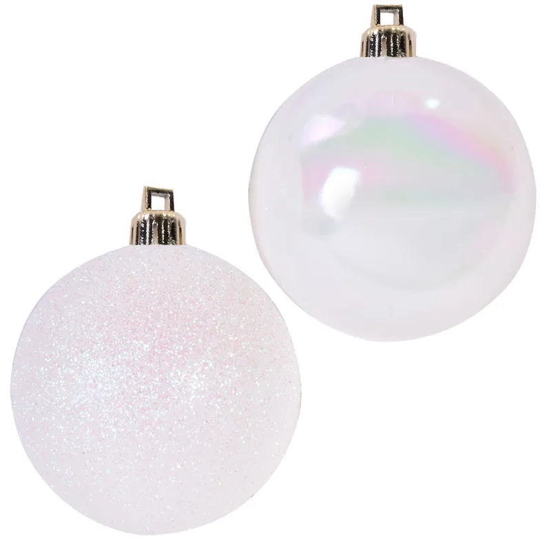 Set Globuri Crăciun Glitter Alb Decorațiuni Festive