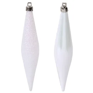 Set Ornamene Crăciun Turturi Albi Stralucitori Glitter 14cm
