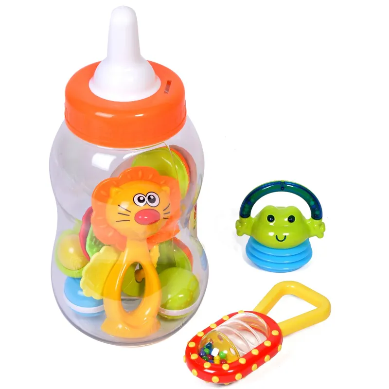 Set 7 jucării zornăitoare și de dentiție, multicolore, plastic