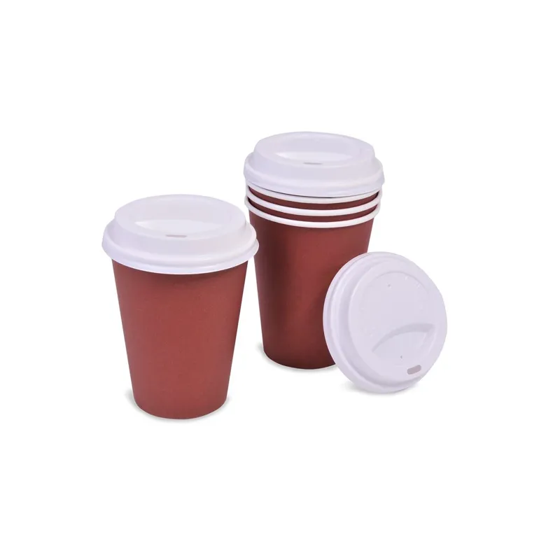 Set 10 Pahare de Cafea din Carton cu Capac