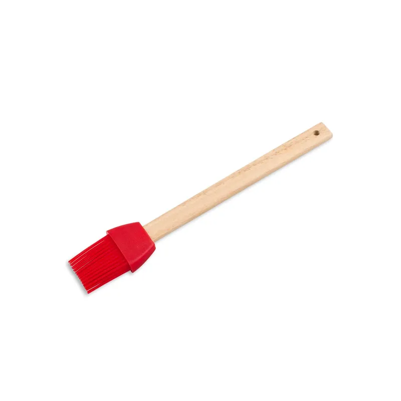 Perie de silicon roșu cu mânere din lemn, 23cm