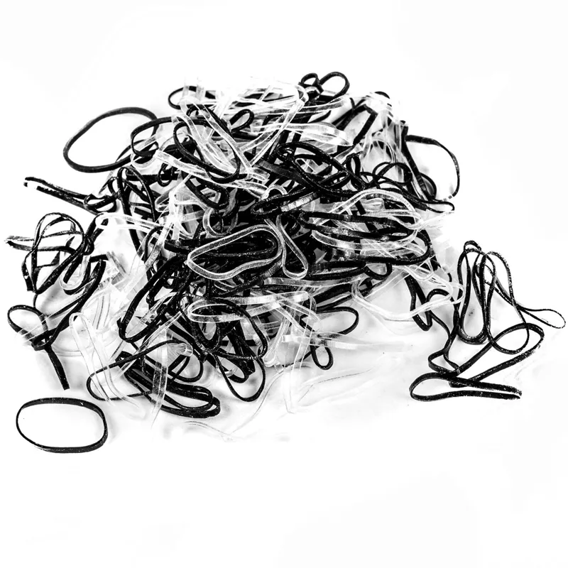 Elastice de par set 100 buc negre si transparente pentru coafuri